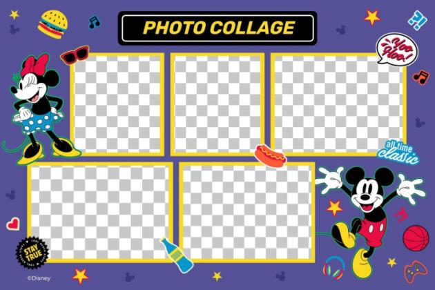 Modelo de apresentação Colagem de fotos vintage do Mickey Mouse