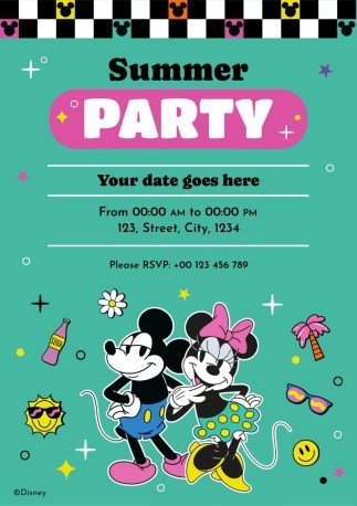 Modelo de apresentação Convite para festa de verão do Mickey Mouse