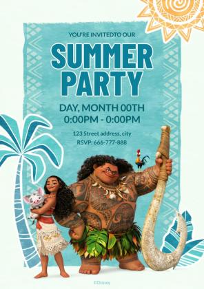 Invitation à la fête estivale Vaiana Modèles de présentation