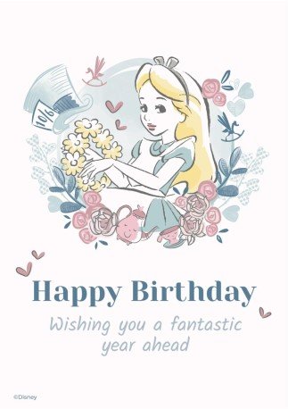 Modelo de apresentação Cartão de aniversário do Alice no País das Maravilhas