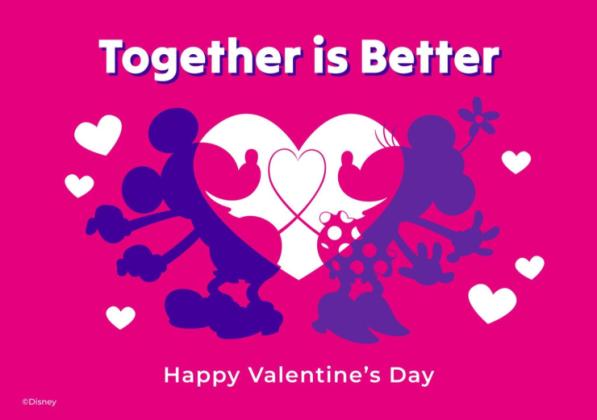 Modelo de apresentação Cartão do Dia dos Namorados do Mickey e Minnie