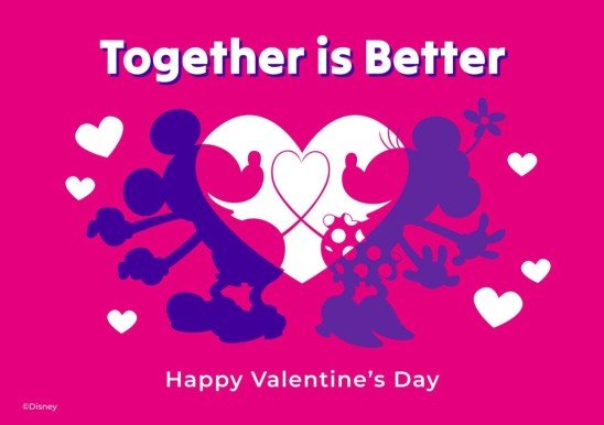 Modelo de apresentação Cartão do Dia dos Namorados do Mickey e Minnie