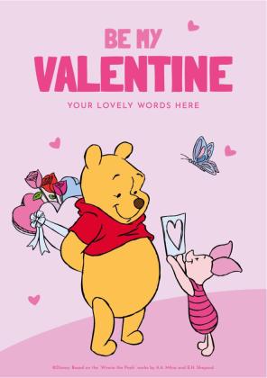 Modelo de apresentação Cartão do Dia dos Namorados do Ursinho Pooh e amigos