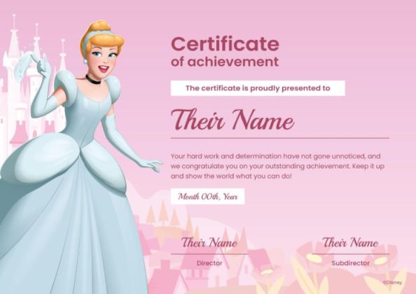 Modelo de apresentação Certificado da Cinderela
