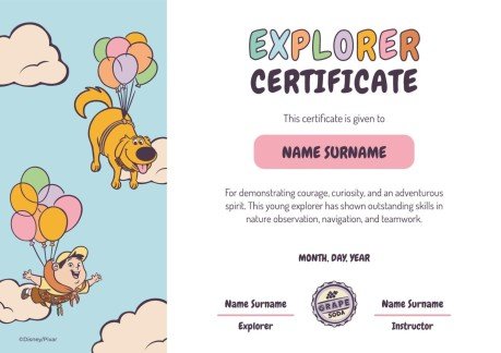 Modelo de apresentação Certificado de escoteiro do Up