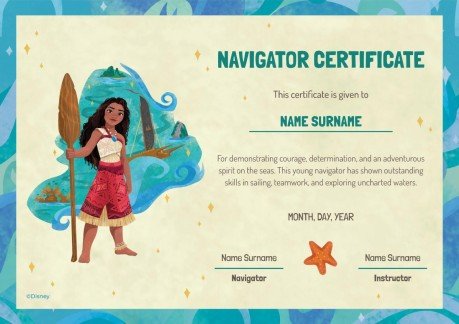 Certificat de récompense Vaiana 2 Modèles de présentation