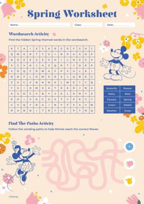 Fiche de printemps Mickey et Minnie Mouse Modèles de présentation