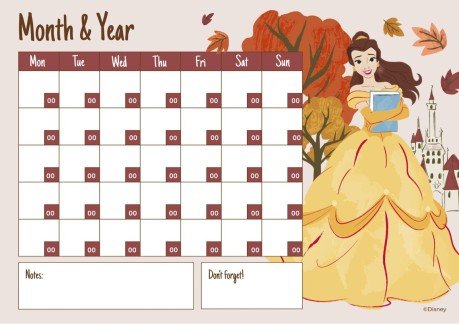 Calendrier d’automne princesses Disney Modèles de présentation