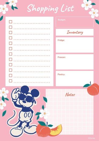 Vintage Mickey and Minnie Mouse Shopping List presentation template 