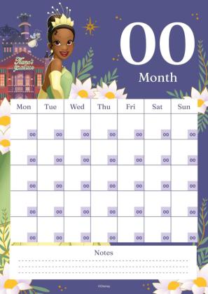 Disney Prinzessinnen Monatlicher Vertikal-Kalender Präsentationsvorlage