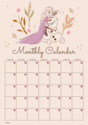 Modelo de apresentação Calendário mensal do Frozen