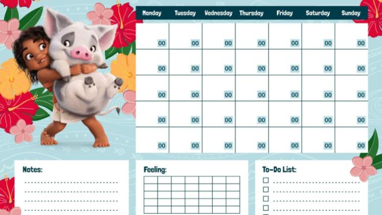 Moana 2 Ocean Adventure Montlhy Calendar presentation template 