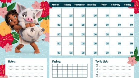 Moana 2 Ocean Adventure Montlhy Calendar presentation template 