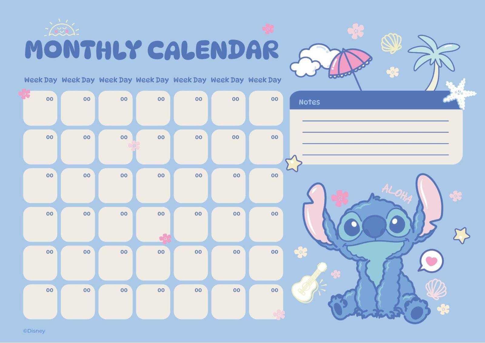 Lilo & Stitch Monthly Calendar presentation template 