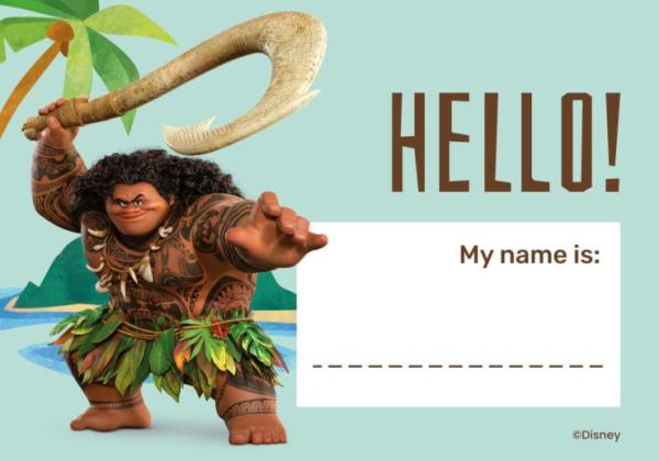 Étiquette prénom Maui Vaiana 2 Modèles de présentation