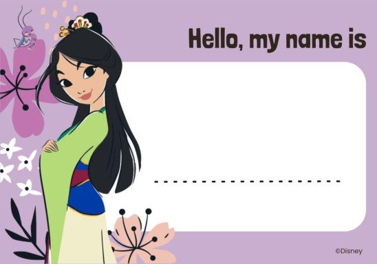 Disney Princess Name Tag presentation template 