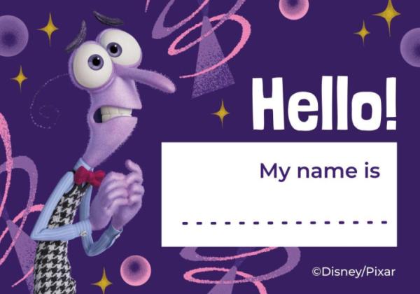 Étiquette prénom Peur Vice-Versa 2 Modèles de présentation