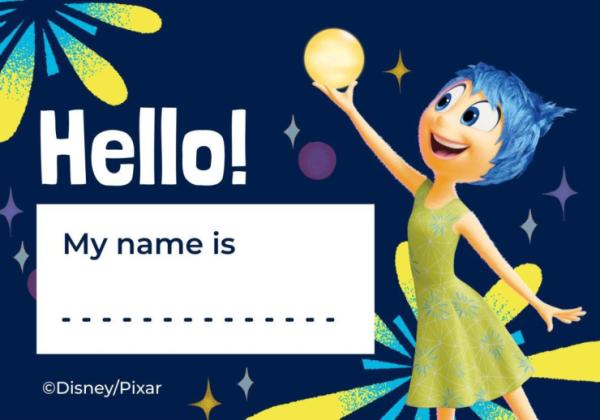 Étiquette prénom Joie Vice-Versa 2 Modèles de présentation