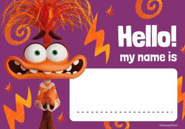 Étiquette prénom Anxiété Vice-Versa 2 Modèles de présentation