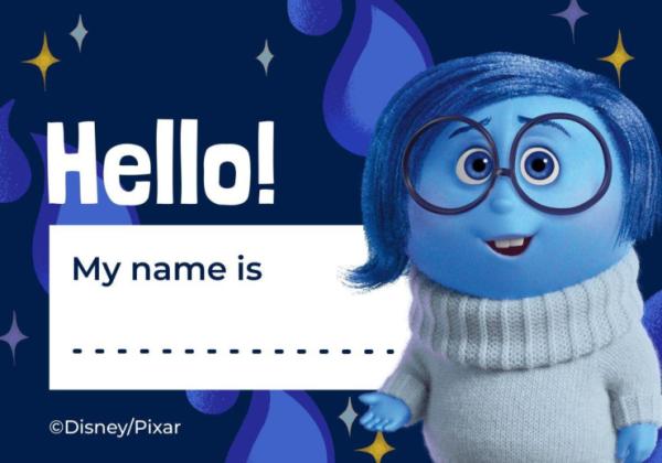 Étiquette prénom Tristesse Vice-Versa 2 Modèles de présentation