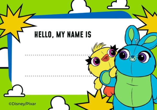 Ducky and Bunny Toy Story Name Tag presentation template 