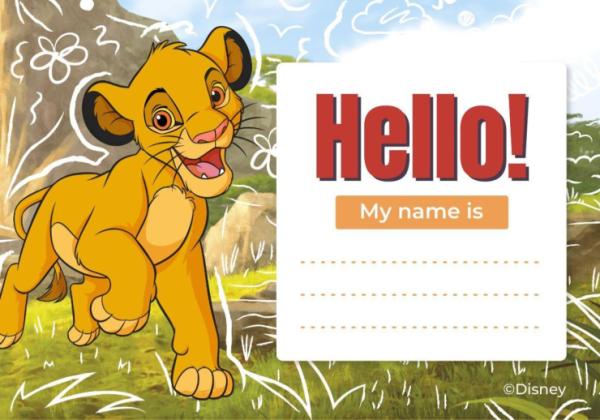 Plantilla de presentación Etiqueta para el nombre de El Rey León