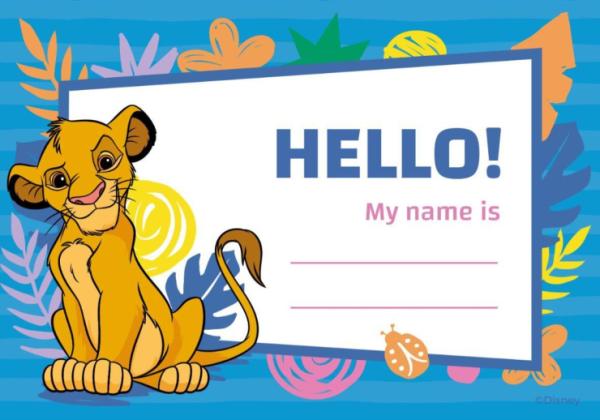 Plantilla de presentación Etiqueta para el nombre de El Rey León