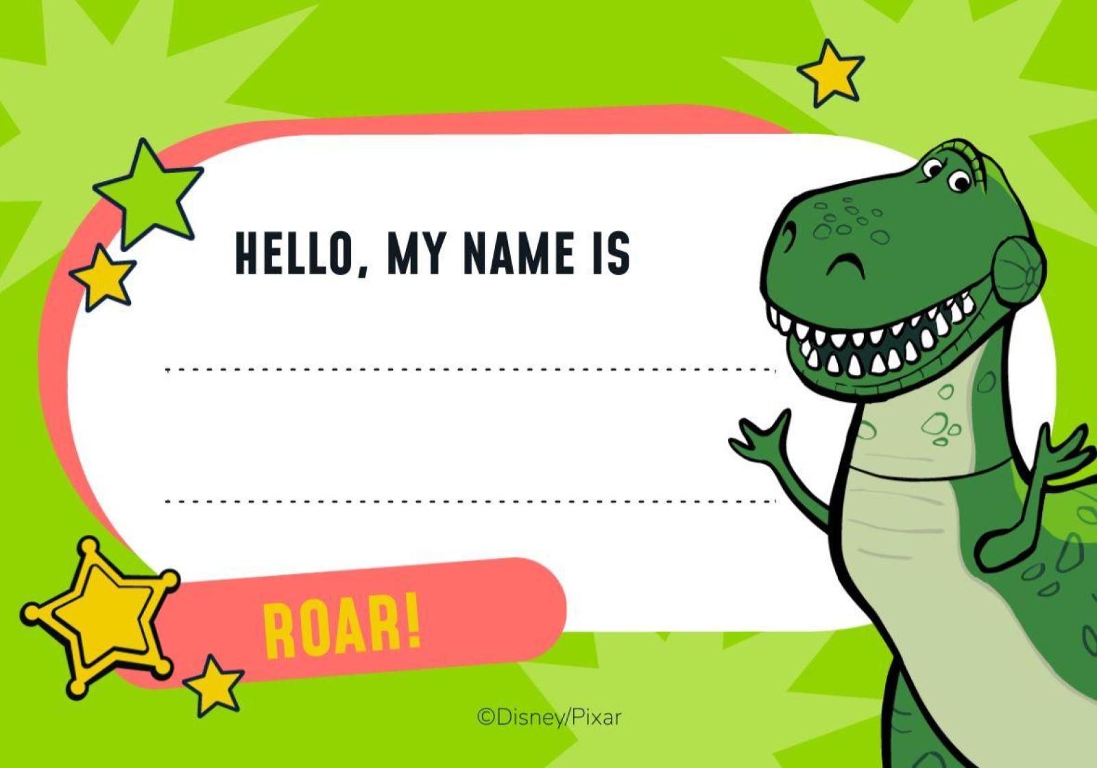 Rex Toy Story Name Tag presentation template 