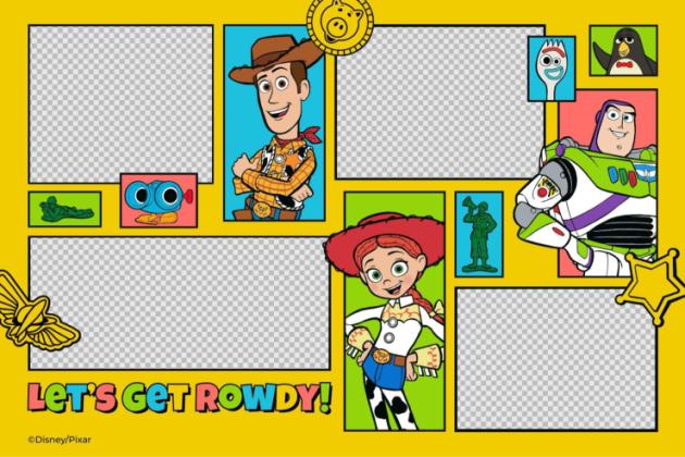 Modelo de apresentação Colagem de fotos do Toy Story