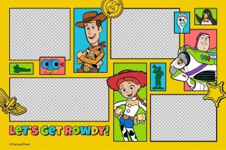 Modelo de apresentação Colagem de fotos do Toy Story