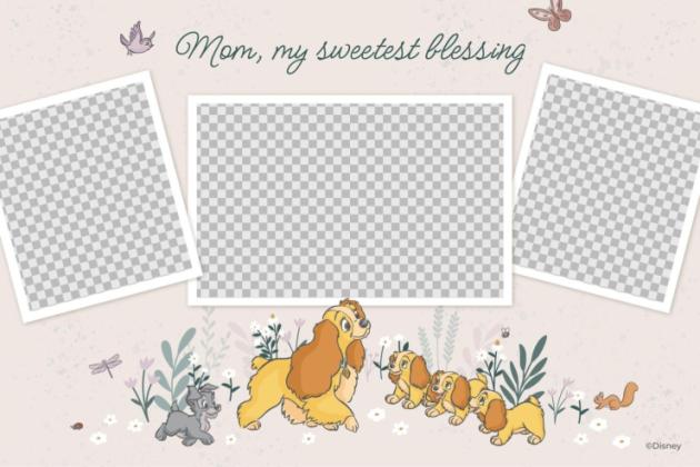 Modelo de apresentação Colagem de fotos de Dia das Mães da A Dama e o Vagabundo