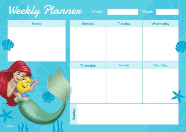 The Little Mermaid Weekly Planner presentation template 