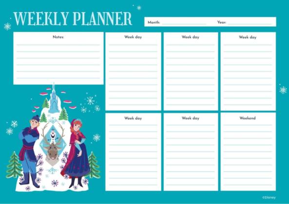 Agenda hebdomadaire La Reine des neiges Modèles de présentation