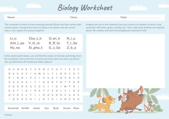 Plantilla de presentación Ficha de biología de El Rey León