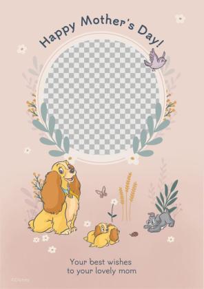 Plantilla de presentación Tarjeta de felicitación del Día de la Madre de La dama y el vagabundo