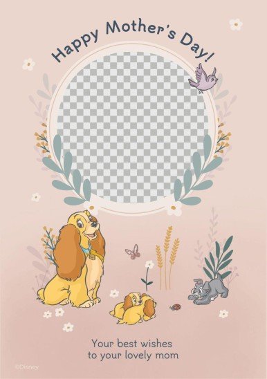 Plantilla de presentación Tarjeta de felicitación del Día de la Madre de La dama y el vagabundo