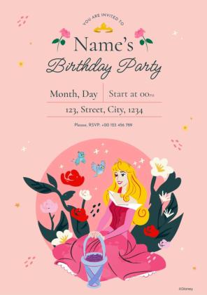 Dornröschen Geburtstags-Einladung Präsentationsvorlage