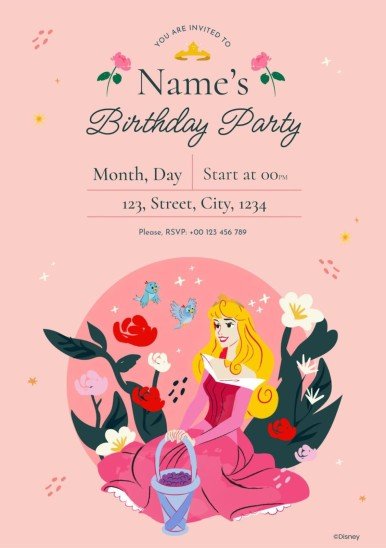 Dornröschen Geburtstags-Einladung Präsentationsvorlage