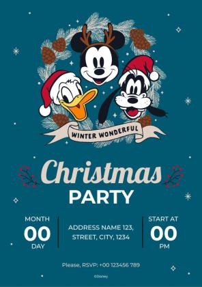 Modelo de apresentação Convite para festa de Natal do Mickey Mouse