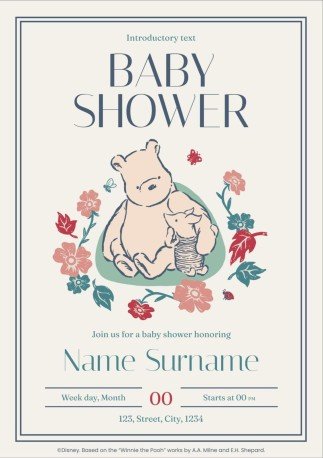 Invitation à la baby shower Winnie l’Ourson Modèles de présentation