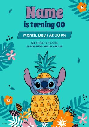 스티치 생일 초대장 프레젠테이션 템플릿