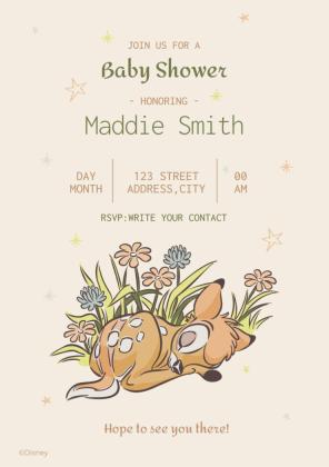 Modelo de apresentação Convite para chá de bebê do Bambi