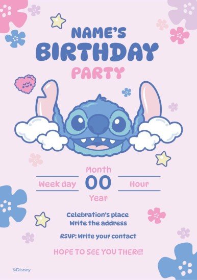 릴로와 스티치 생일 축하 초대장 프레젠테이션 템플릿