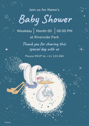Modelo de apresentação Convite para chá de bebê do Dumbo