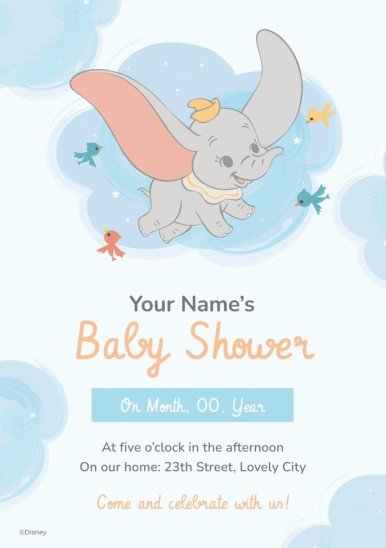 Dumbo Baby Shower Invitation presentation template 