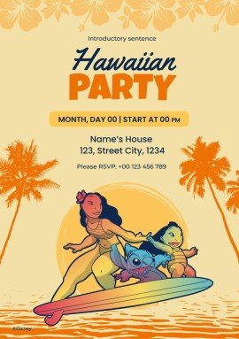 Invitation à la fête hawaïenne Lilo et Stitch Modèles de présentation