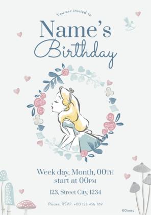 Alice im Wunderland Party-Einladung Präsentationsvorlage