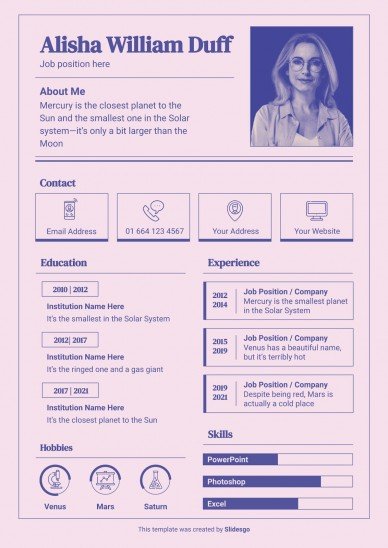 Simple Line Frames Professional CV | Google Slides & PPT