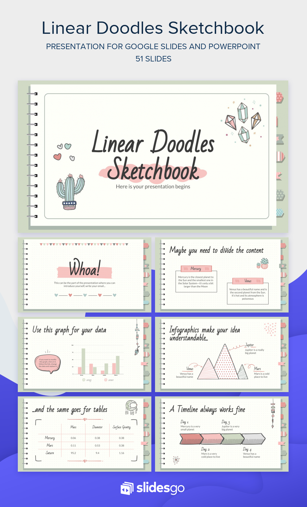 Linear Doodles Sketchbook Google Slides & PowerPoint