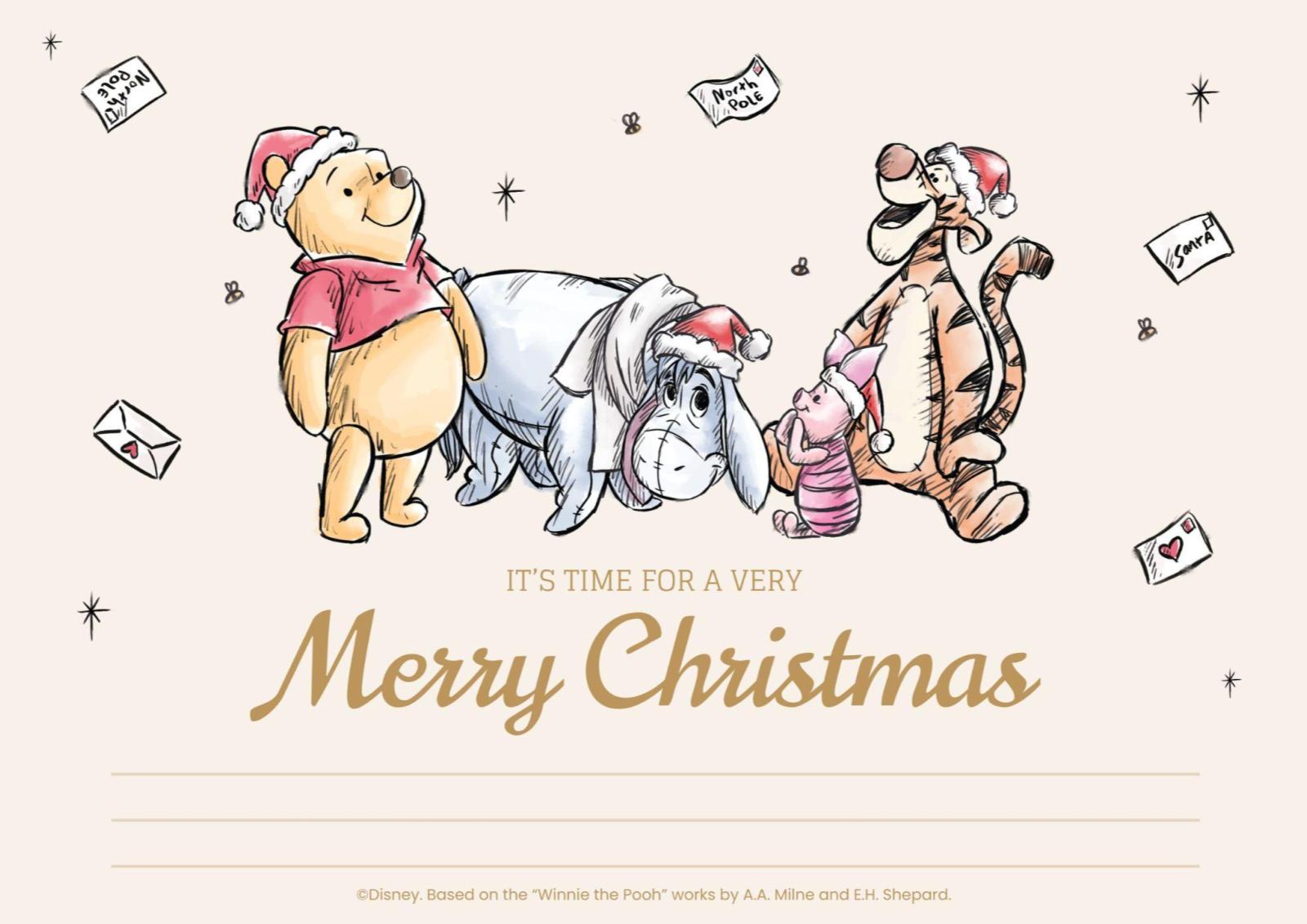 Winnie the Pooh Christmas Card presentation template 